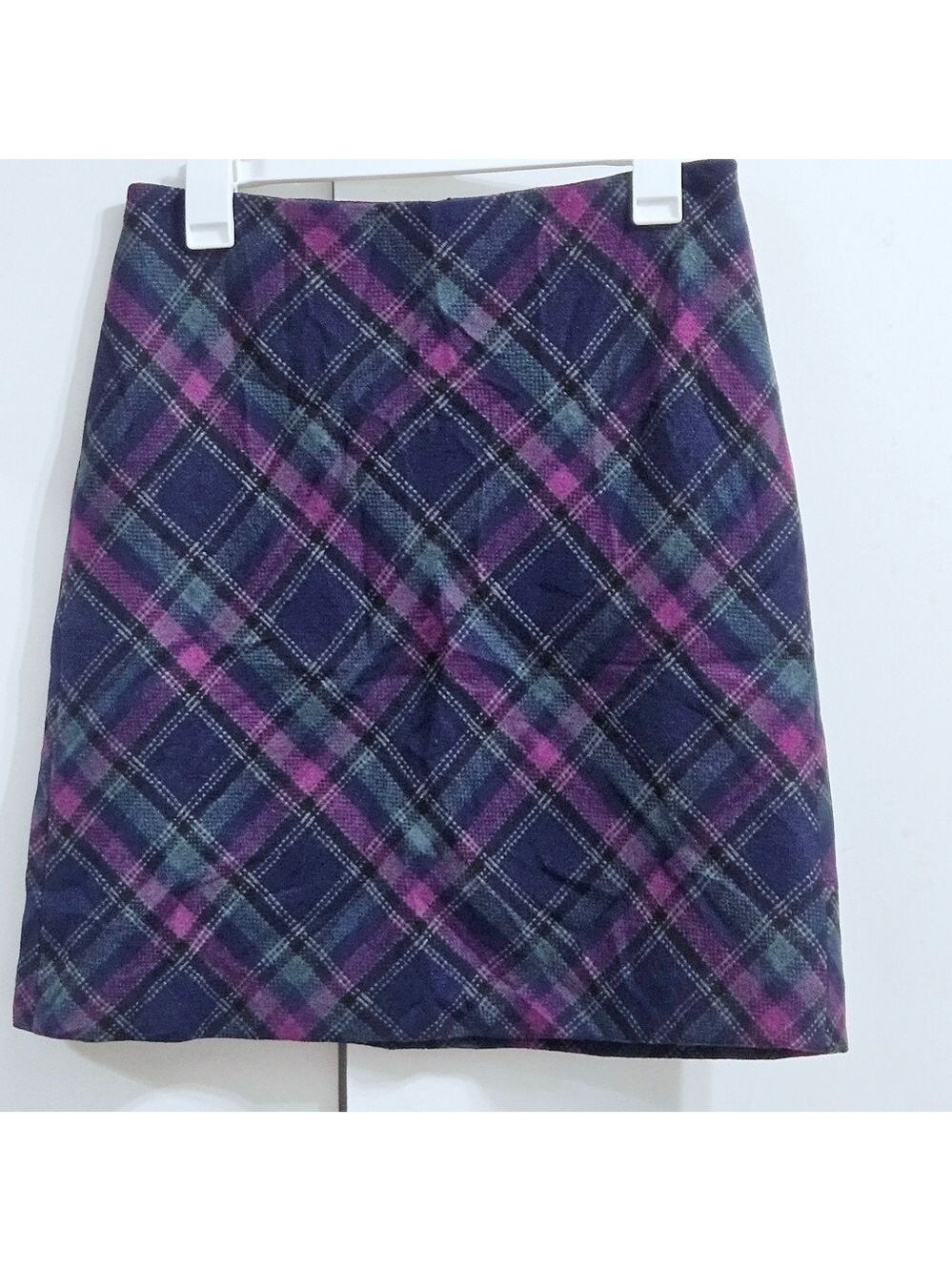 NWOT TABLOTS Purple Plaid Wool Skirt Sz 2